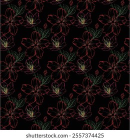Flower and leaf natural seamless pattern