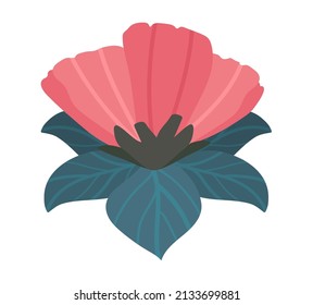 flower and leaf nature icon