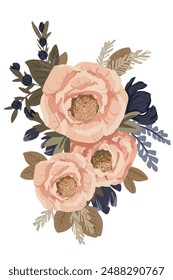 flower and leaf on white background Elements are isolated on a white background. Design for printing on cards, invitations