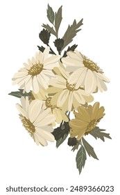 flower and leaf on white background Elements are isolated on a white background. Design for printing on cards, invitations