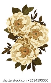 flower and leaf on white background Elements are isolated on a white background. Design for printing on cards, invitations