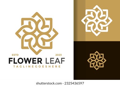 Ilustración del icono del logotipo ornamental de la hoja de flores