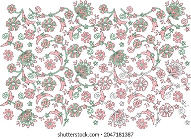 flower leaf pattern border, border design, embroidery pattern, embroidery design