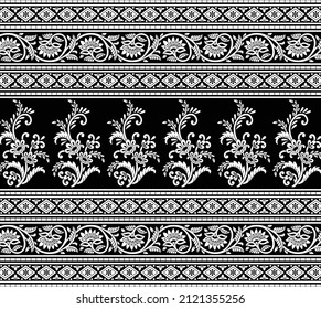 Flower leaf pattern border design. trendy border