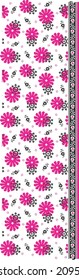 Flower leaf pattern with border, fabric print, border use.