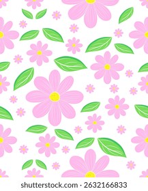 It is a flower and leaf pattern design in sweet colors, alternating between small and large, to be used to assemble art patterns, used as a black ground or to decorate surfaces with many materials.
