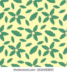 Flower and leaf pattern on yellow background