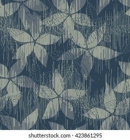 Flower and leaf pattern seamless vector background tile

