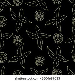 Flower and leaf pattern trendy print design, background, texture, tile, wall print, textile print

