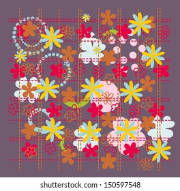  flower with leaf pattern vector art