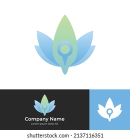 Logotipo de ubicación de la hoja de flores para la marca de la identidad visual y el negocio