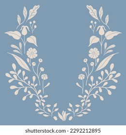Flower, leaf, plants wreath. Floral vector frame decoration.