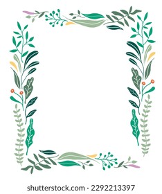 Flower, leaf, plants wreath. Floral vector frame decoration.