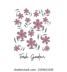 flower leaf polka garden pattern text line black and white textile fabric style fashion art vector tee illustration art vector 