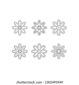 Flower and leaf retro nature pattern logo vector illustration