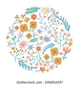 flower leaf round badge