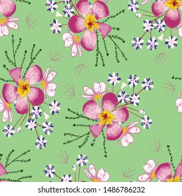 Flower with leaf seamless pattern design