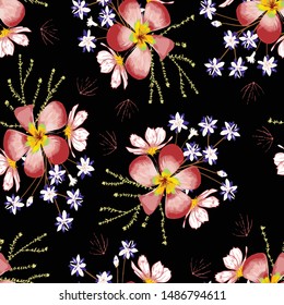 Flower with leaf seamless pattern design