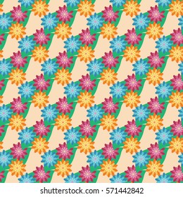 Flower and leaf seamless pattern. Fashion graphic background design. Modern stylish abstract texture. Colorful template for prints, textiles, wrapping, wallpaper, website etc. Vector illustration