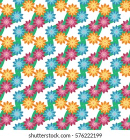 Flower and leaf seamless pattern. Fashion graphic background design. Modern stylish abstract texture. Colorful template for prints, textiles, wrapping, wallpaper, website etc. Vector illustration