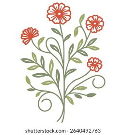 flower and leaf sketch with modern line aesthetics.botanical drawing for digital use and cushion printing.elegant floral art for lifestyle design

