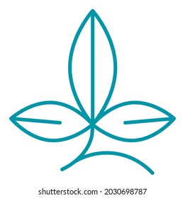 Hojas de flores con tallo, ícono aislado o símbolo de producción ecológica y producto natural. Embalaje orgánico y minimalista, biológico y sostenible. Arte de línea, vector simple en estilo plano