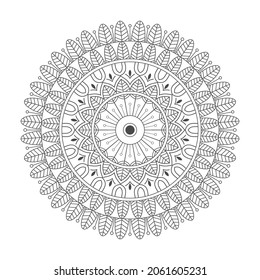 Flower leaf style new mandala design for coloring page