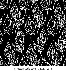 Flower with leaf vector illustration. Doodle style. Design, print, decor, textile, paper