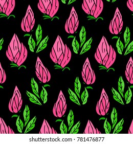 Flower with leaf vector illustration. Doodle style. Design, print, decor, textile, paper