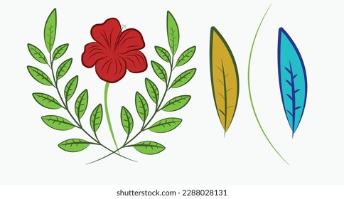 flower and leaf vectors with colors 