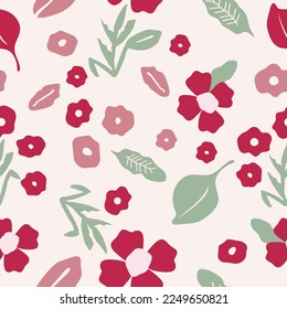 Flower and leaf viva magenta repeat pattern