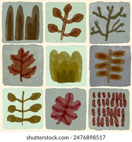 Flower and leaf watercolor vector illustration.