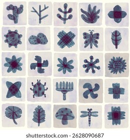 Ilustração do vetor de aquarela de flores e folhas.	