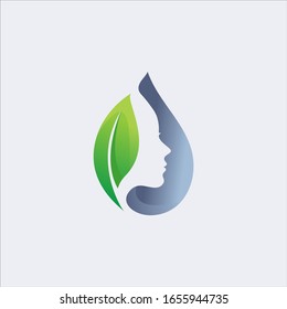 flower leaf Woman's face Logo Concept for Spa design template