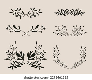 Flower and leaf wreath frame. Botanical garland, border decoration. Wildflower and herbs branch vector illustration. Great for wedding invitation, greeting car, graphic element.