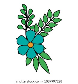 flower and leafs decorative icon