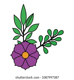 flower and leafs decorative icon