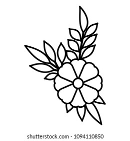 flower and leafs decorative icon