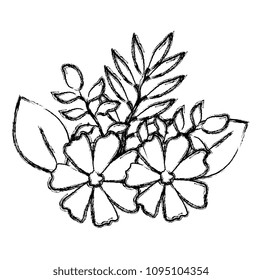 flower and leafs decorative icon