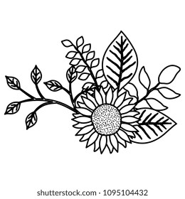 flower and leafs decorative icon