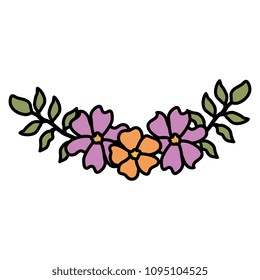 flower and leafs decorative icon