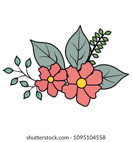 flower and leafs decorative icon