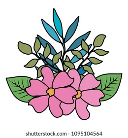 flower and leafs decorative icon