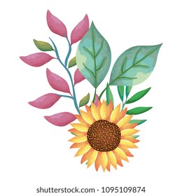flower and leafs decorative icon