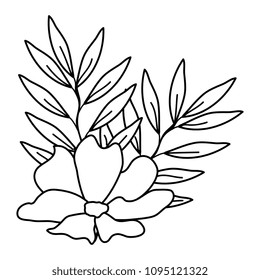 flower and leafs decorative icon