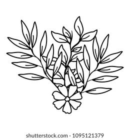 flower and leafs decorative icon