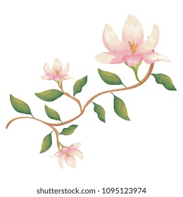 flower and leafs decorative icon