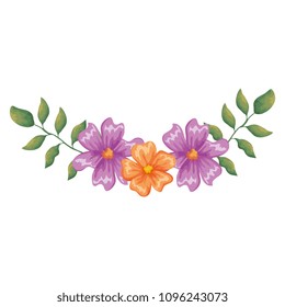 flower and leafs decorative icon
