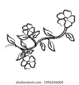 flower and leafs decorative icon