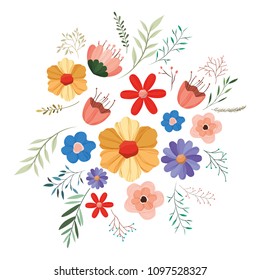 flower and leafs decorative icon